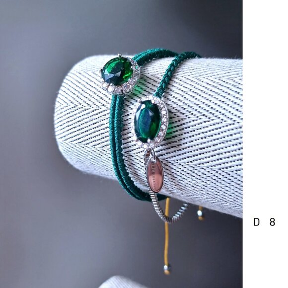Solid 925 Sterling silver with CZ stone and handwoven  bracelet - Picture 1 of 4